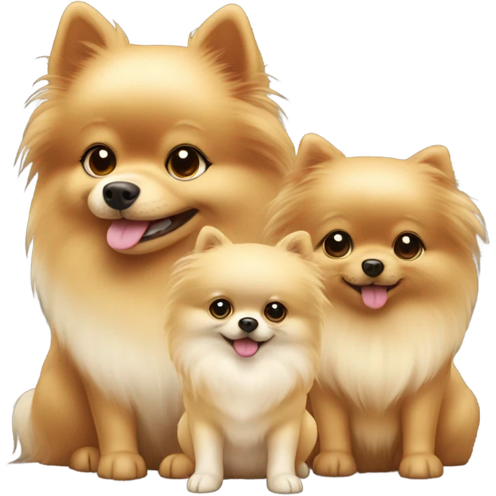 Pomeranian dog with two girls  emoji
