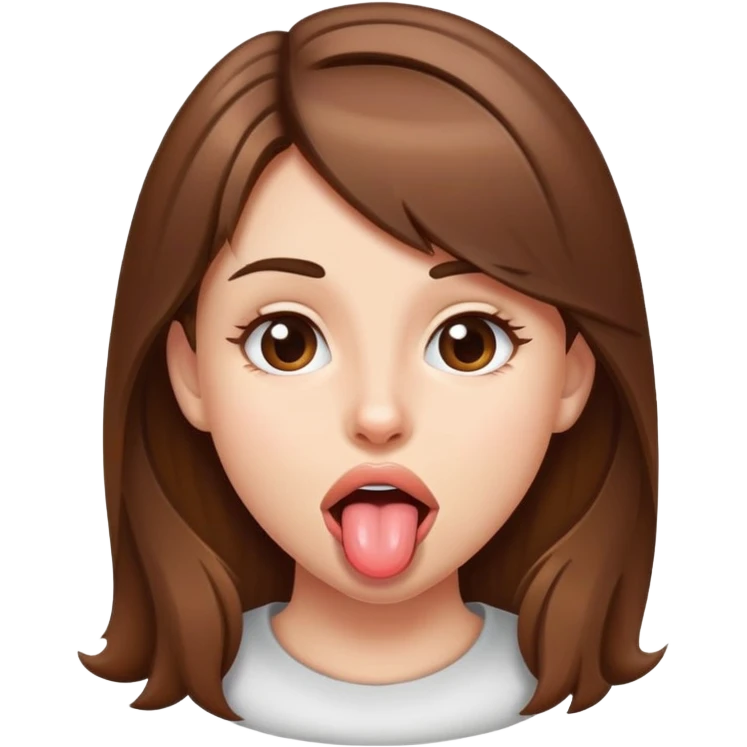 brown haired girl slightly sticking out her tongue  emoji