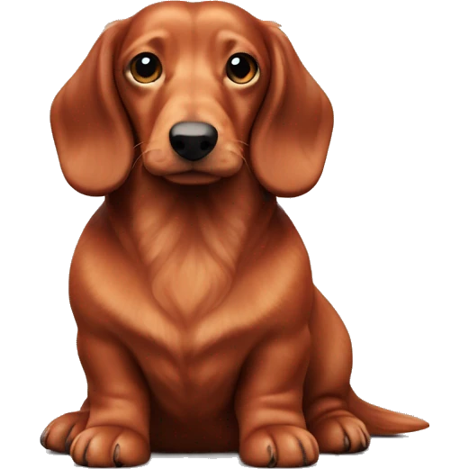 Chunky Miniature red long haired dachshund whole body emoji