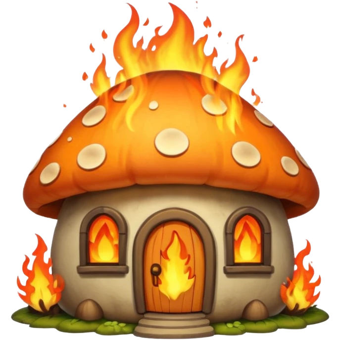 Mushroom house on fire emoji