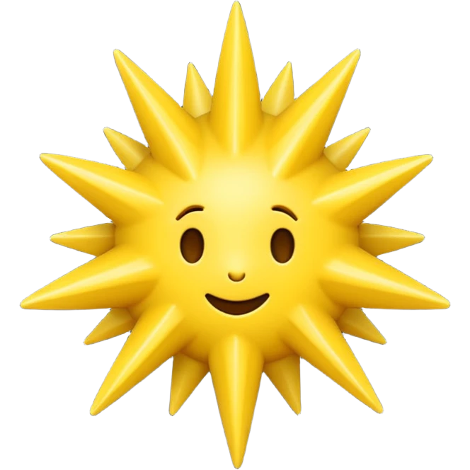 Compact iOS‑style 3D emoji: plain jagged burst (10 spikes), bright yellow, smooth shading, thin darker edge; no characters or pictograms emoji