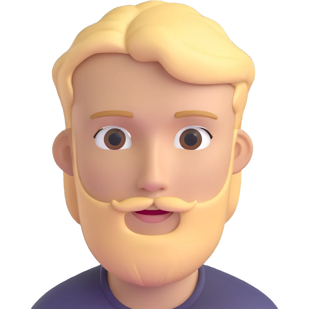 young man with blonde hair and soft beard emoji