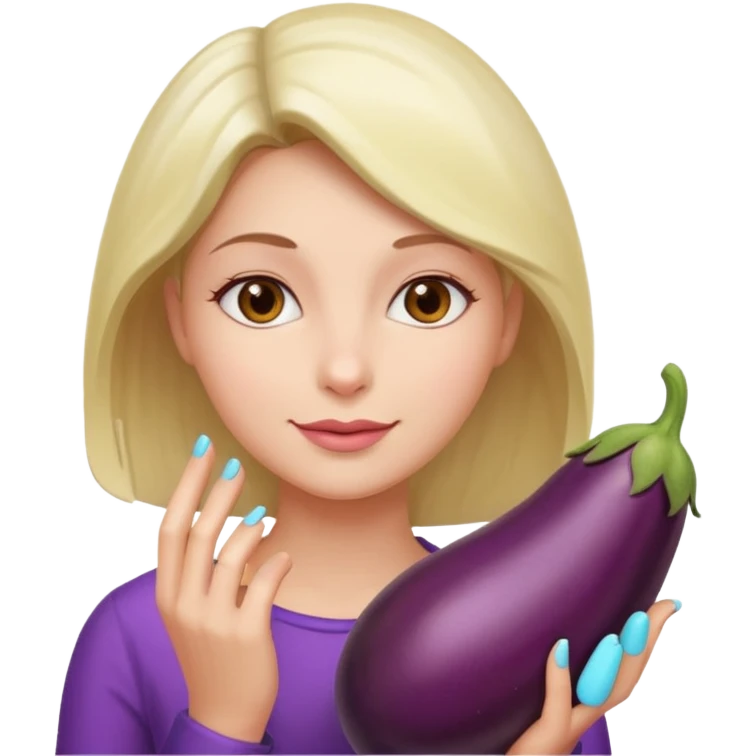 Naked woman with hand around eggplant  emoji