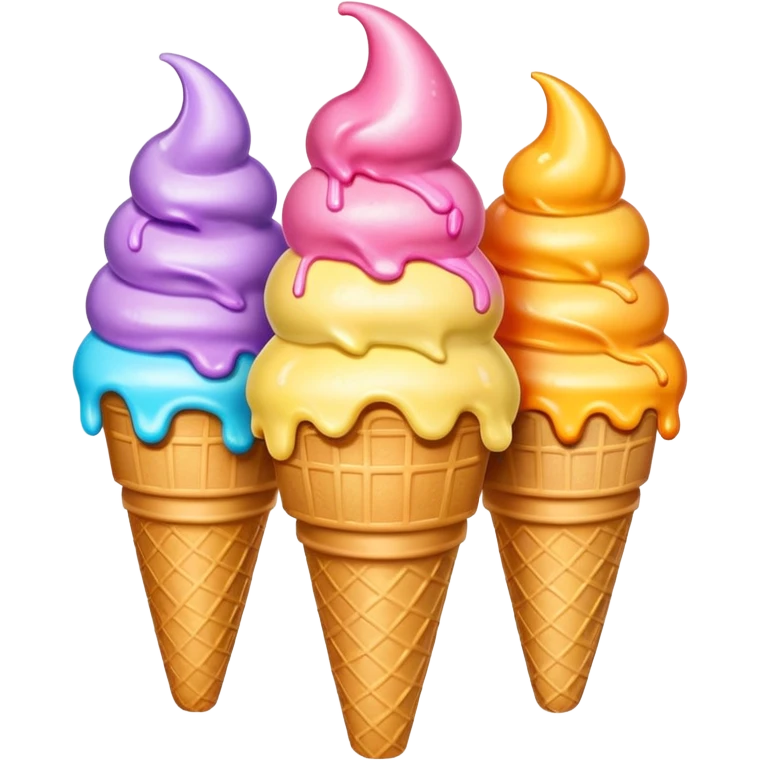 3 scoops ice cream cone emoji