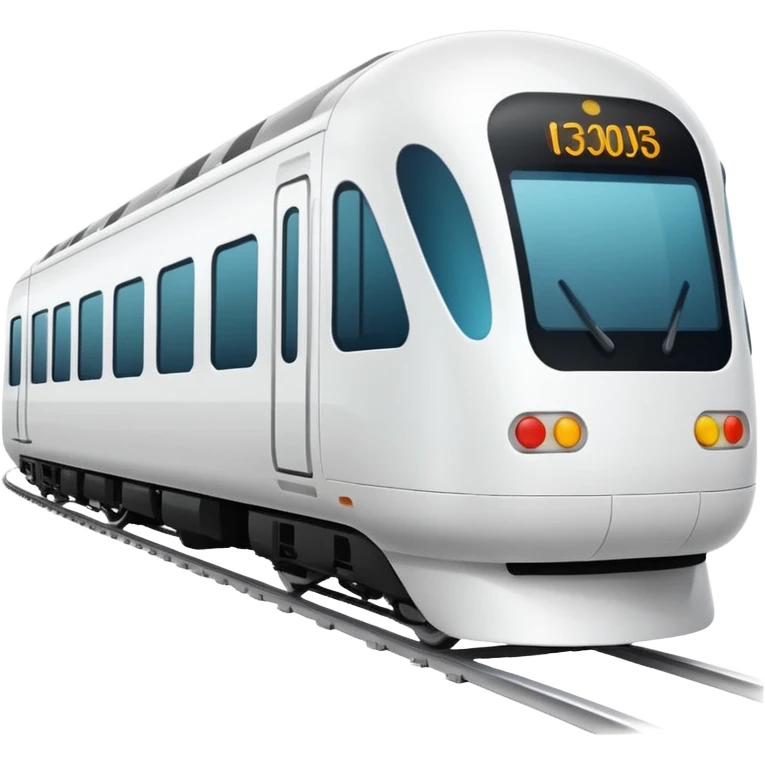 sleek white train, front view, apple emoji style emoji