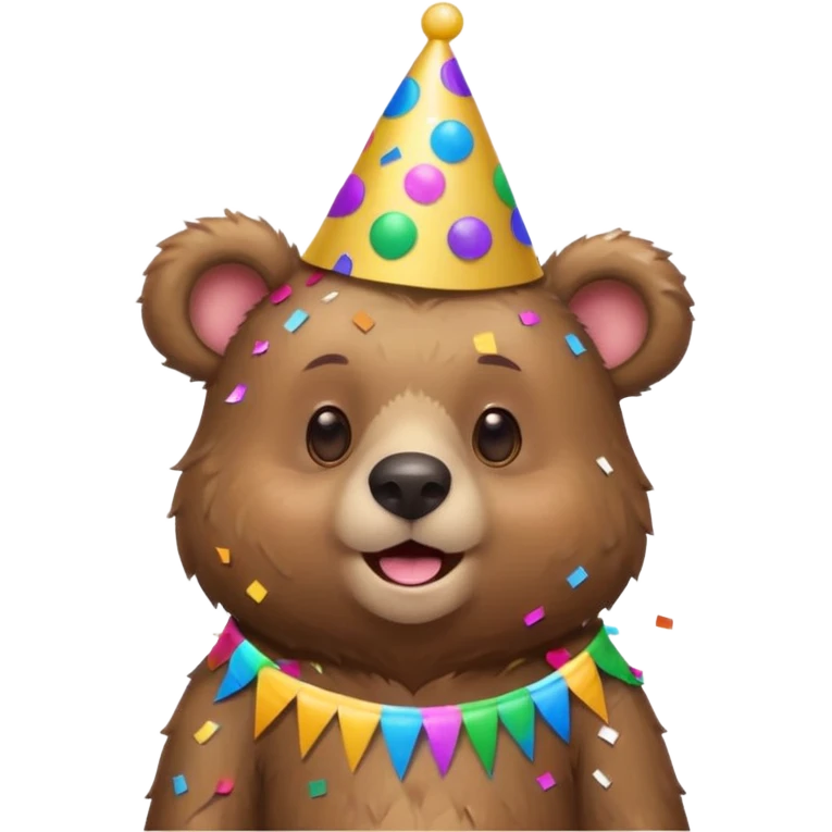 Partying bear cub with confetti  emoji