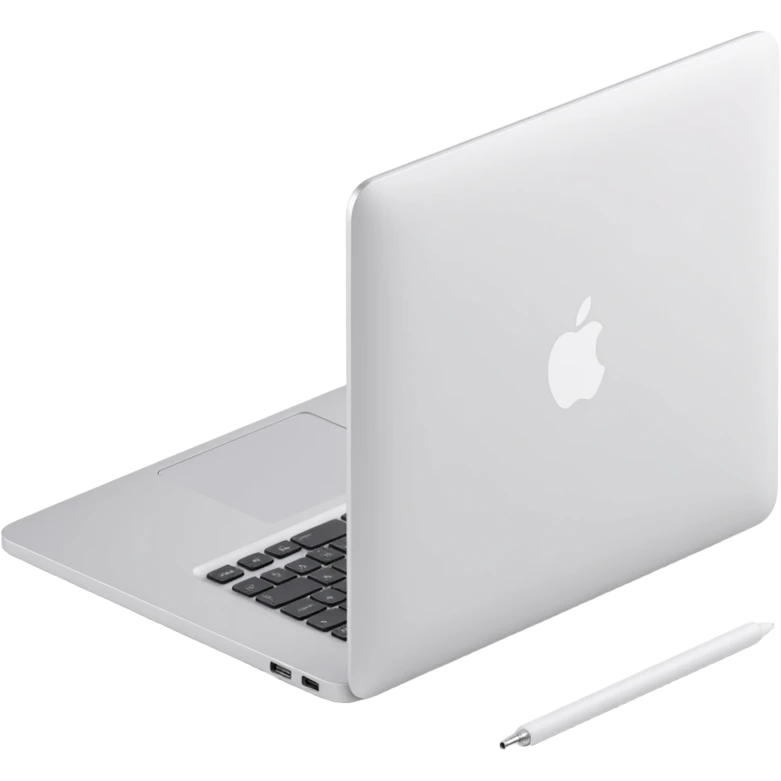 realistic MacBook laptop, side profile, thin and sleek, skeuomorphism style emoji