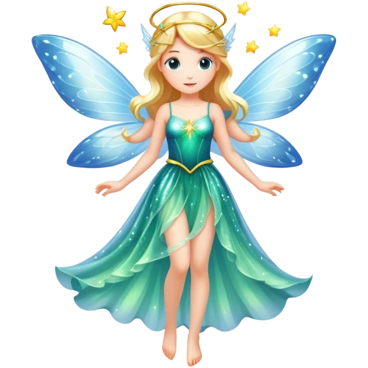 a magical fairy with sparkling wings and flowing dress emoji