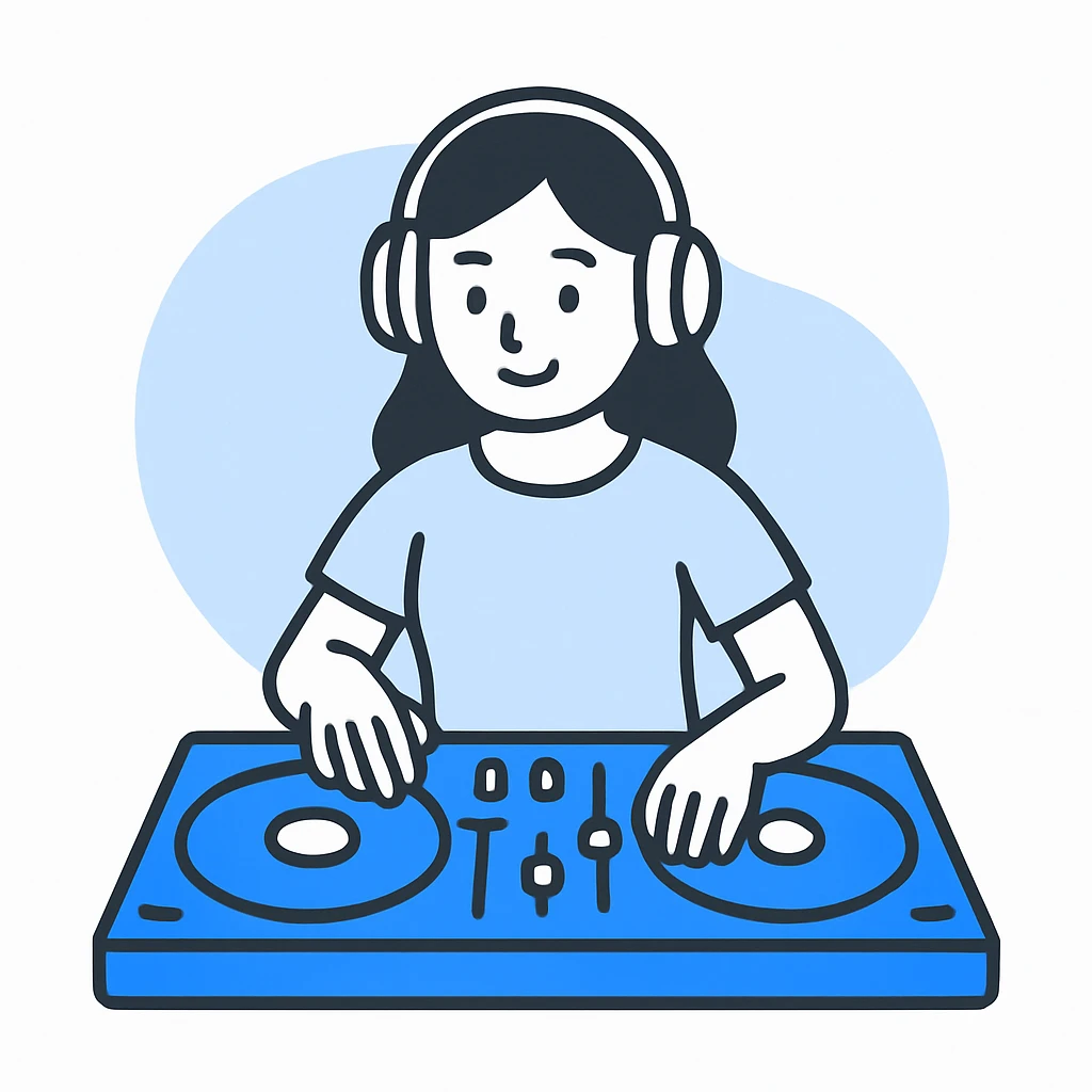 girl playing DJ set emoji