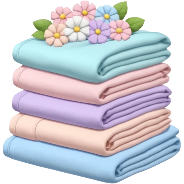 a pile of clean, folded clothes with some flowers around it emoji