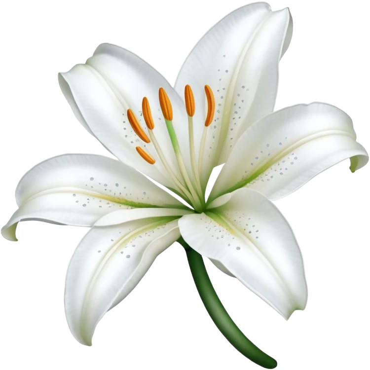 A cute gorgeous beautiful shiny glittery shimmering soft smooth hyperrealistic white Lily flower Corolla blossom bloom (without the stem) emoji
