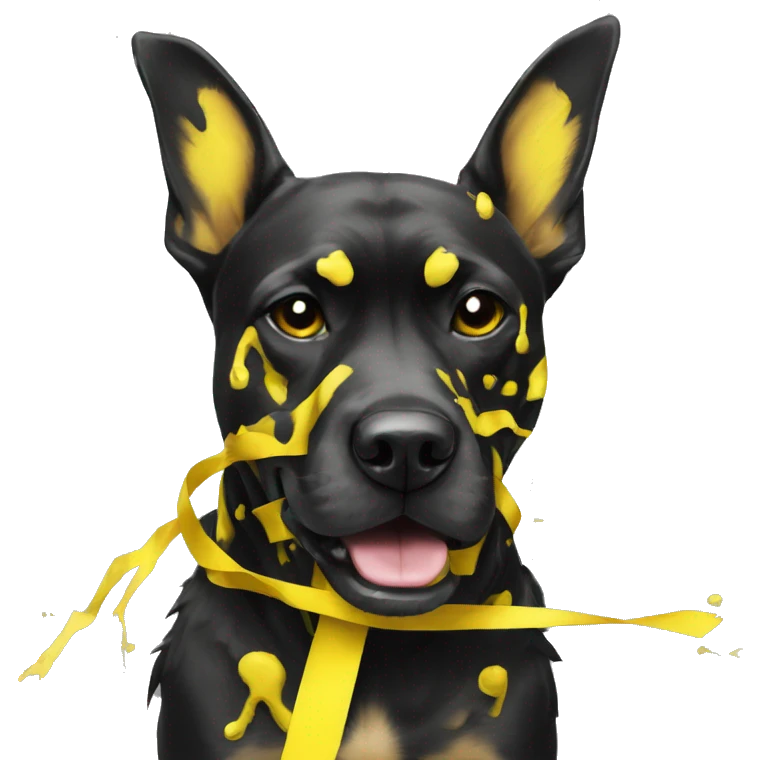 Melting punk black Graffiti dog patterns and yellow caution tape  emoji