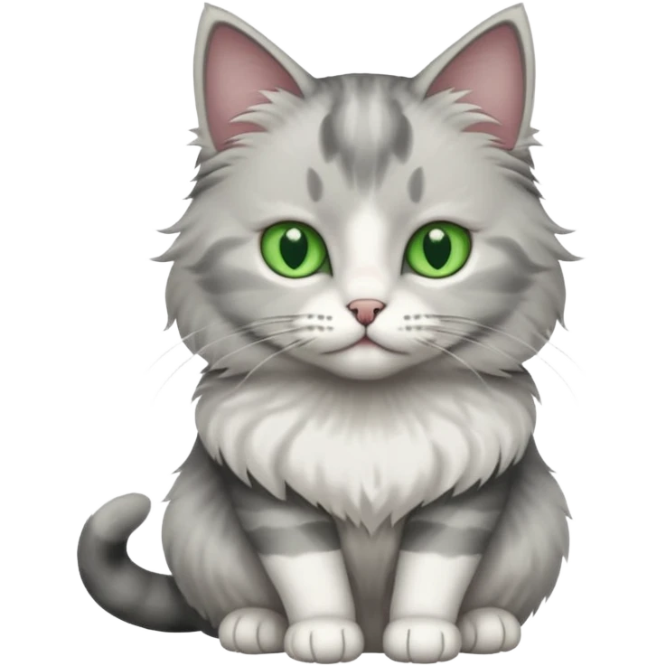 a grey and white cat sitting regally emoji