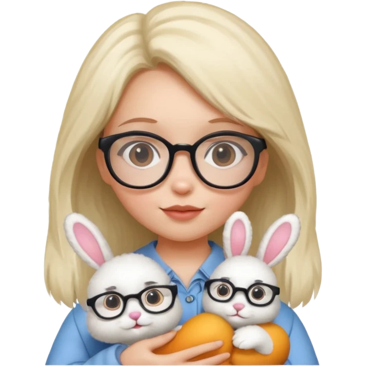 Girl with glasses → holding a toy rabbit emoji