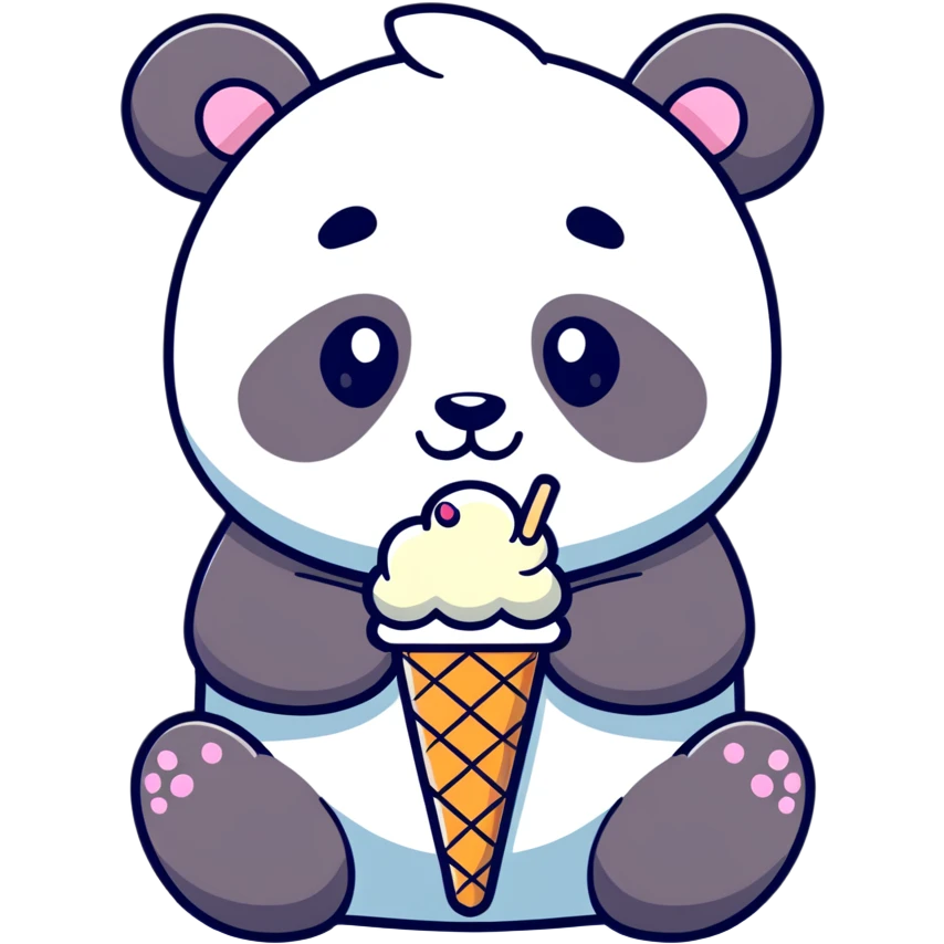 Panda eating ice cream emoji