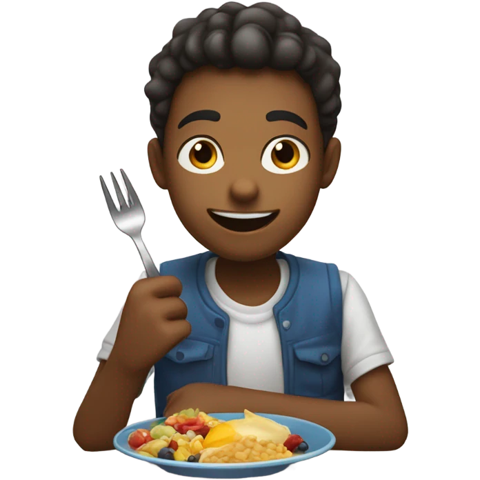 A boy eating food emoji