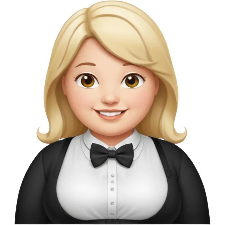 Fat girl with big boobs and white open shirt and bow tie  emoji