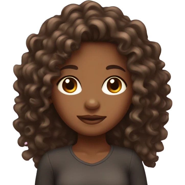 Brown skin girl with long curly hair emoji