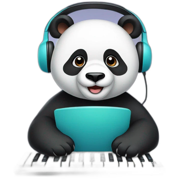 panda wearing a headset typing on the keyboard emoji