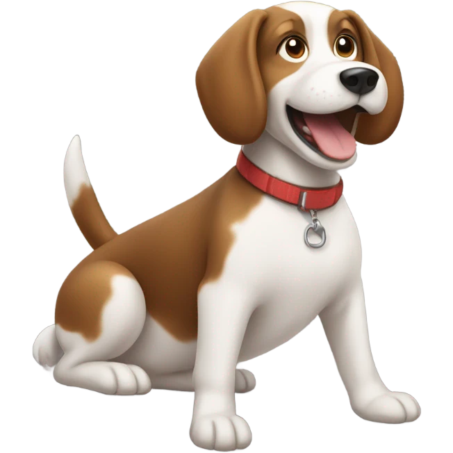Brown and white dog riding fourwheeler emoji