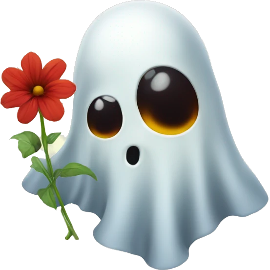 a ghost with a redflower emoji