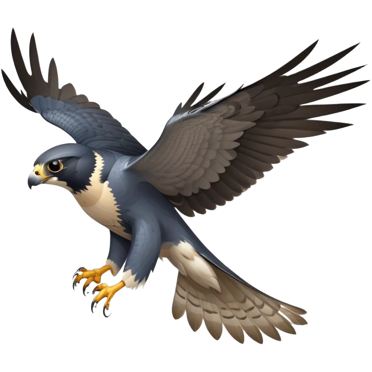 cinematic-peragrin falcon-realistic-full-body-diving-emoji,-sleek-aerodynamic-frame-plummeting-through-the-air-with-lightning-speed,-razor-sharp-talons-poised-for-the-strike,-feathered-wings-angled-for-maximum-precision,-keen-dark-eyes-locked-onto-its prey emoji