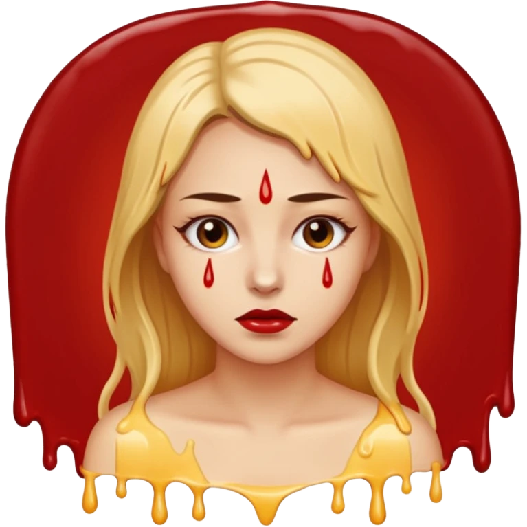 Woman dripping hot wax onto her own skin, controlled pain, ceremonial atmosphere emoji