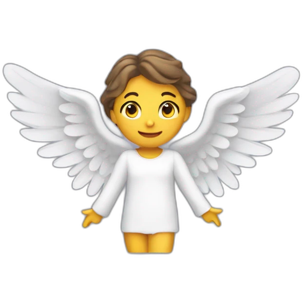 "The emoji should be an angel flying with wings, seen in full-bodied side profile." emoji