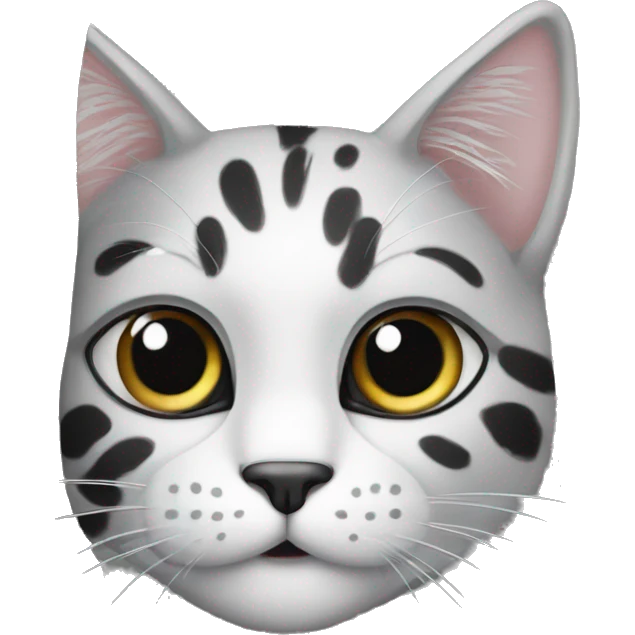 tree cats one white second black third gray with black spots setting  emoji