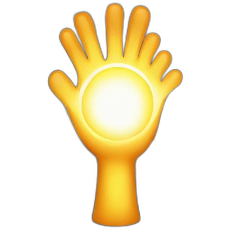 Illustrate a strong arm with a radiant energy field, against an inspiring mountain peak." emoji