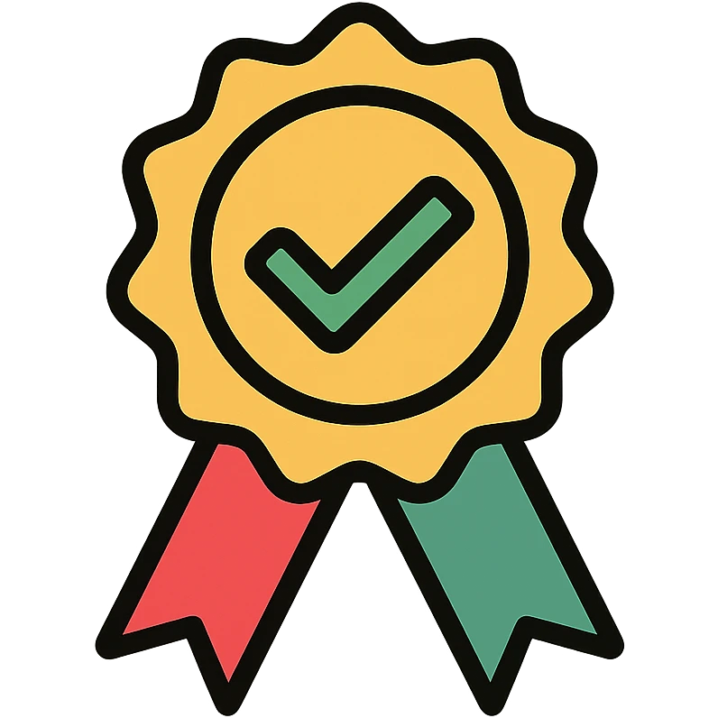 vector icon of a seal of trust with gold and colorful elements, elegant and minimalist flat design, isolated on white background, award badge style, 2D flat vector, trending icon look, soft shadows, no text, perfect for commercial use, icon style, new variation 2 emoji