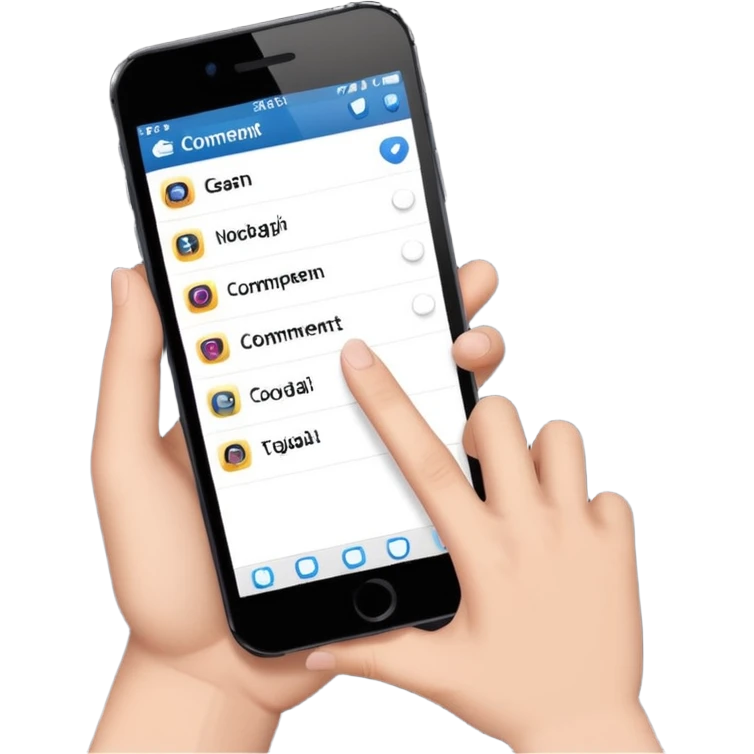 smartphone wirting an instagram comment emoji