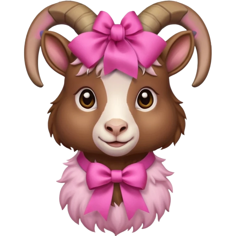 brown goat with pink ribbon pookie emoji