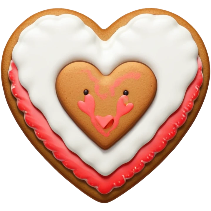 gingerbread heart cookie with white icing emoji