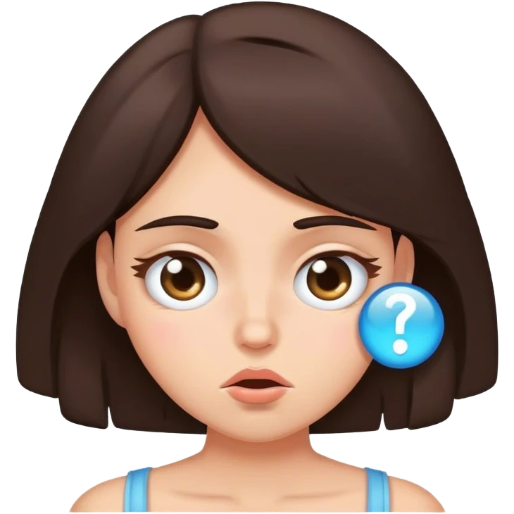 Dizzy brunette girl with sleepy eyes and cold emoji