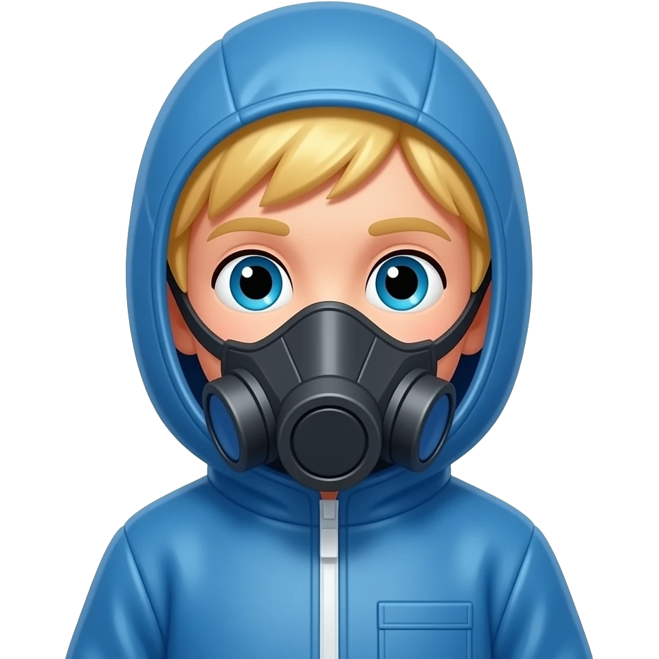 Blonde Kid in Blue Hazmat suit emoji