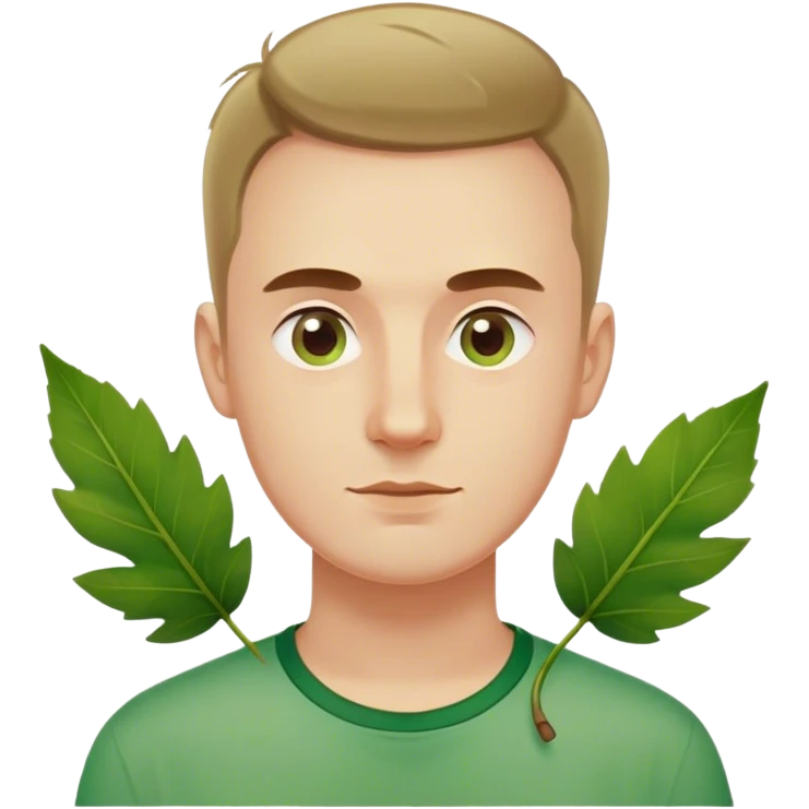 polish man in green shirt leaf emoji