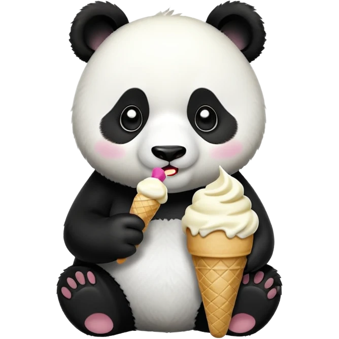 Panda eating ice cream emoji