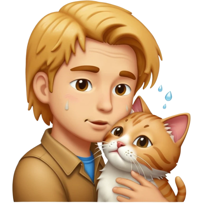 Men kissing a wet cat emoji