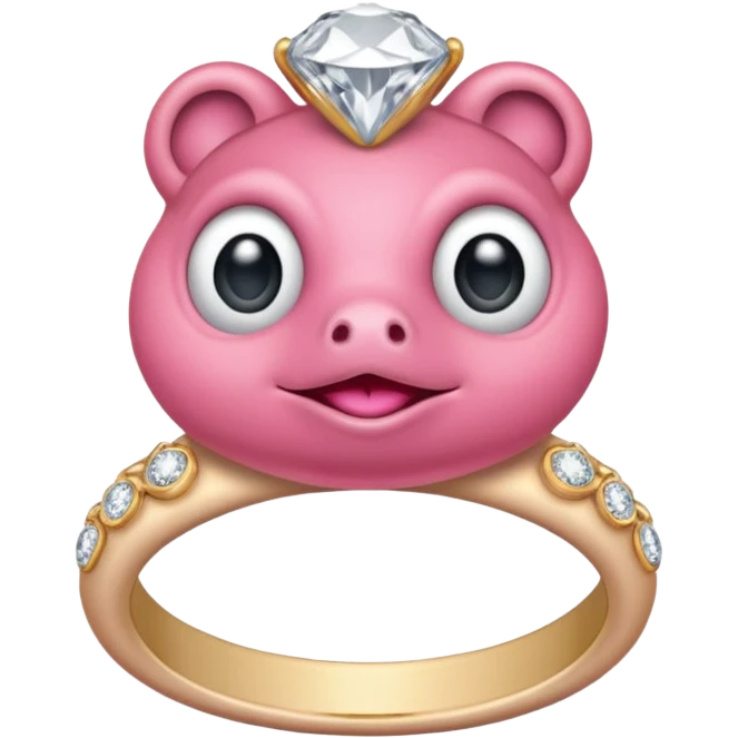 pink pepe wearing engagement ring with big diamond emoji emoji