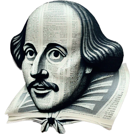 Shakespeare made of newspaper cuttings 420 roses flowers emoji