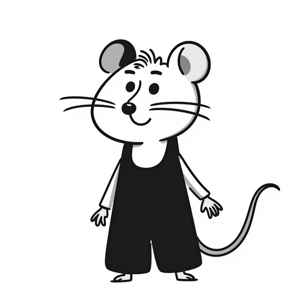 Simple hand-drawn mouse with whiskers and a long tail emoji