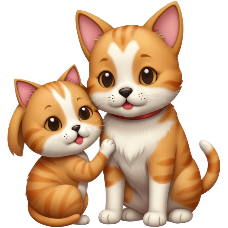 cat kissing a dog emoji