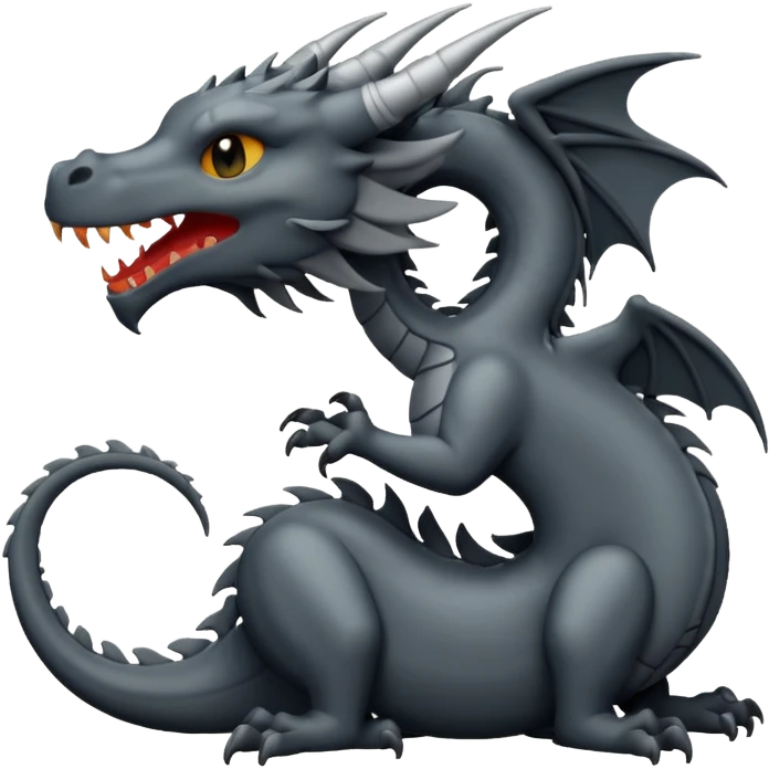 iOS emoji, minimal dragon symbol, dark fantasy, line icon emoji