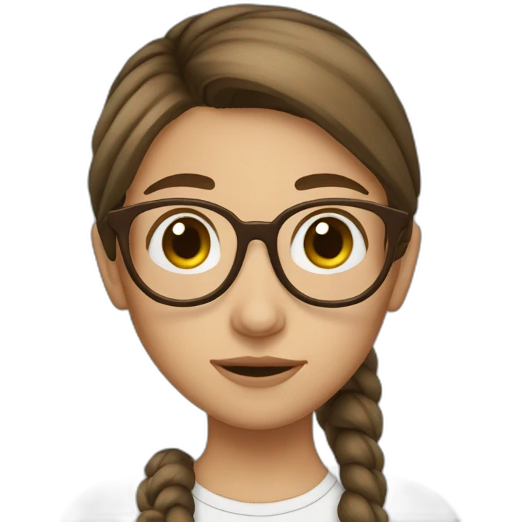 Cute girl with brown hair and a ponytail and glasses and tan emoji