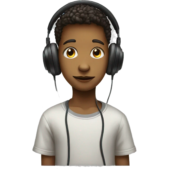 curious boy portrait with headphones emoji