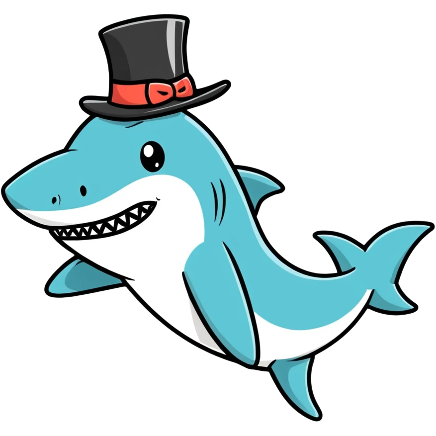 Shark with a top hat emoji