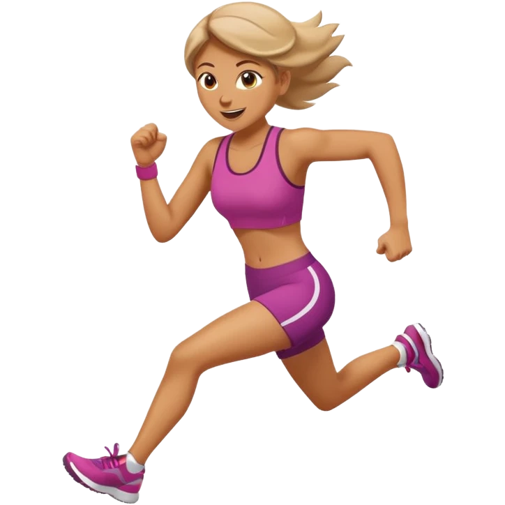 woman exercising, running, energetic expression, emoji style emoji