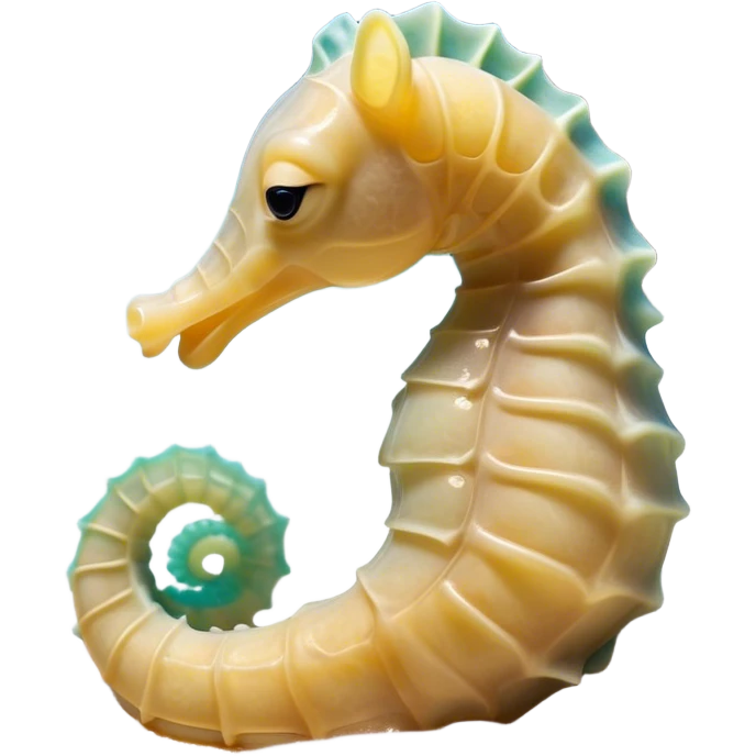 Meme-Worthy Cute Sleeping Sea Horse Portrait Emoji, Head resting peacefully with a contented smile, showcasing a slender, elegantly curved body with a softly coiled tail and eyes gently closed in serene slumber, Simplified yet adorably endearing features, highly detailed, glowing with a soft, drowsy aquatic light, high shine, relaxed and utterly lovable, stylized with an air of playful laziness, soft glowing outline, capturing the essence of a sleeping sea horse that feels destined to become the next viral icon of adorable rest! emoji