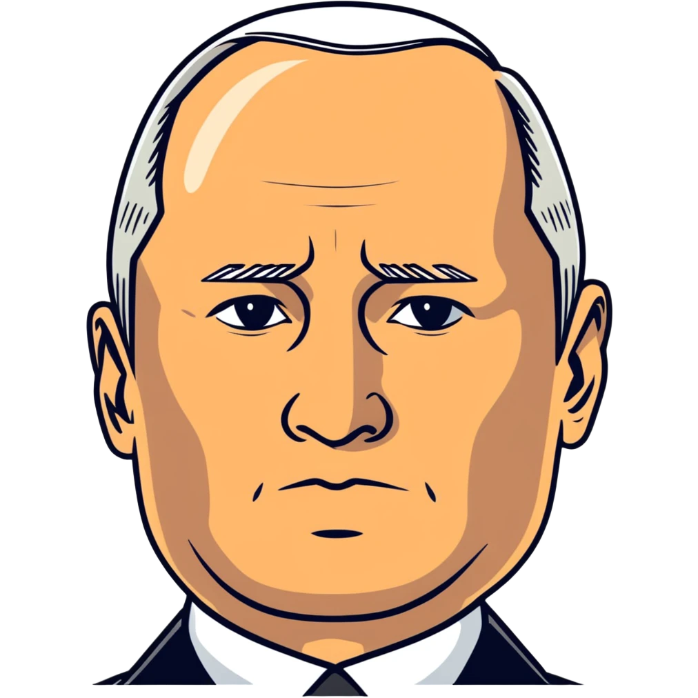 Vladimir Putin portrait with serious expression emoji